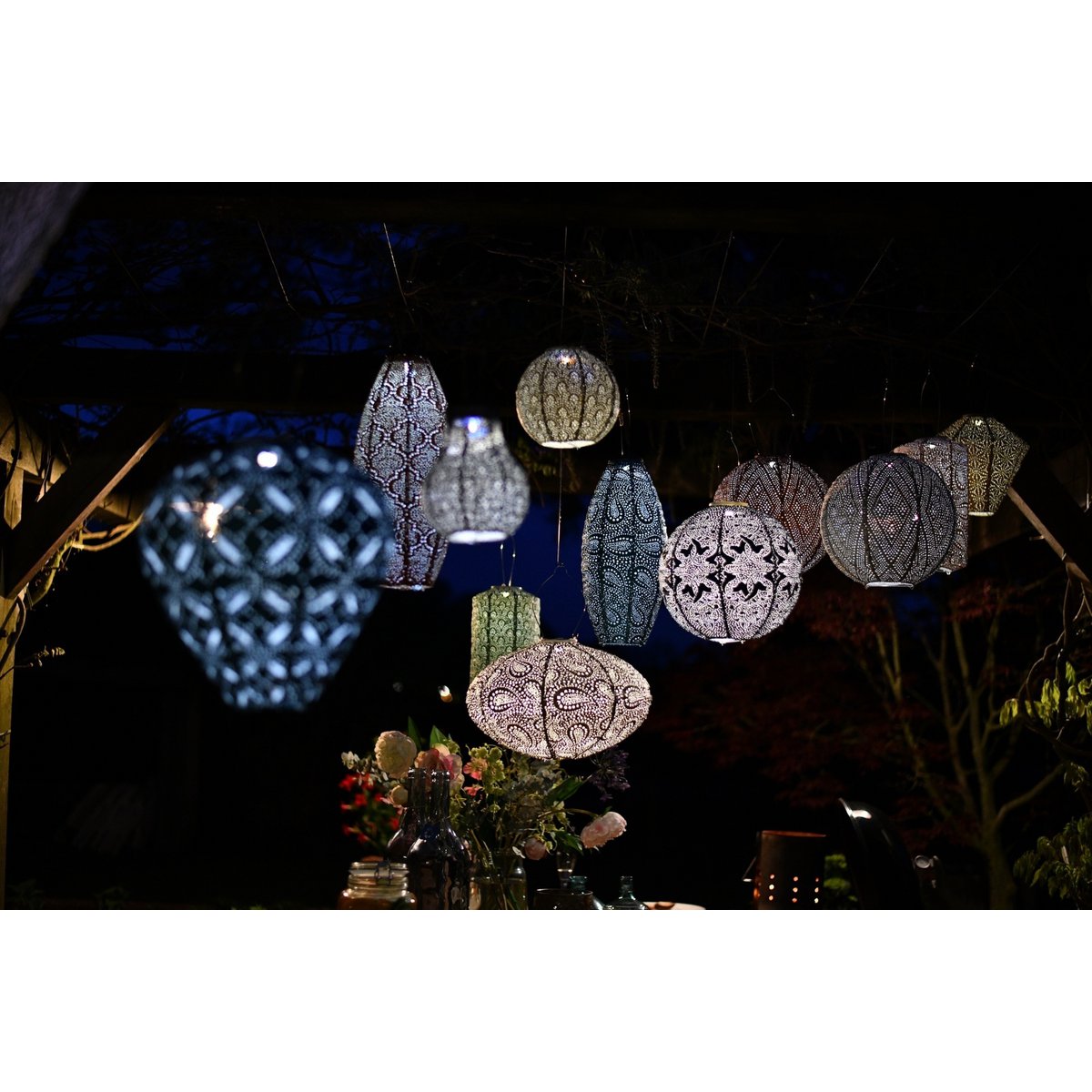 Solar Lampion Fiore Tulip graublau