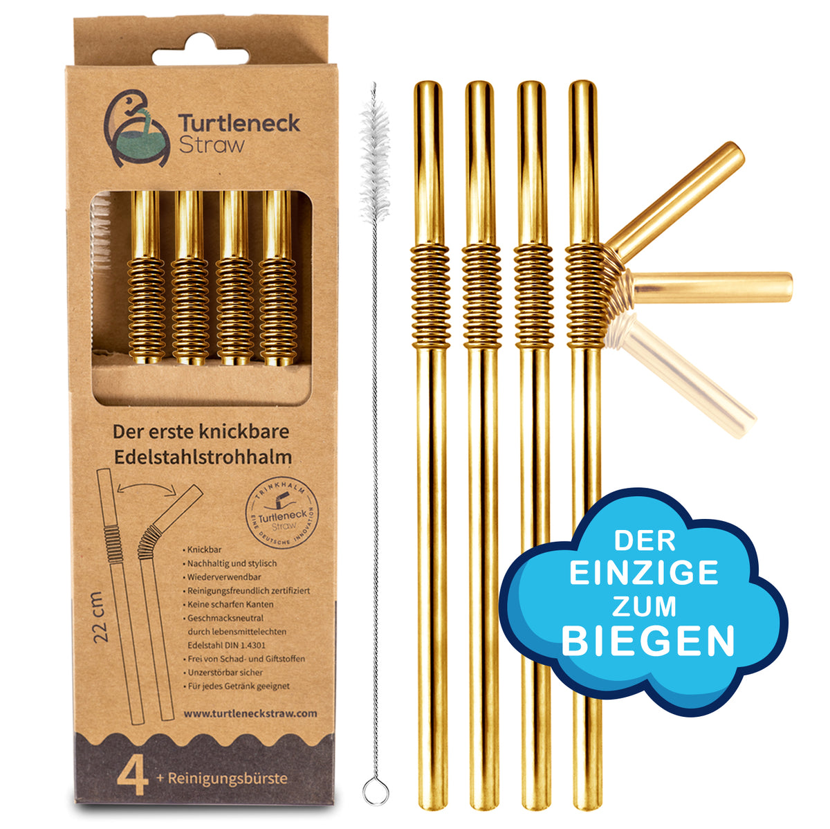 Trinkhalme biegbar Edelstahl 4er Set