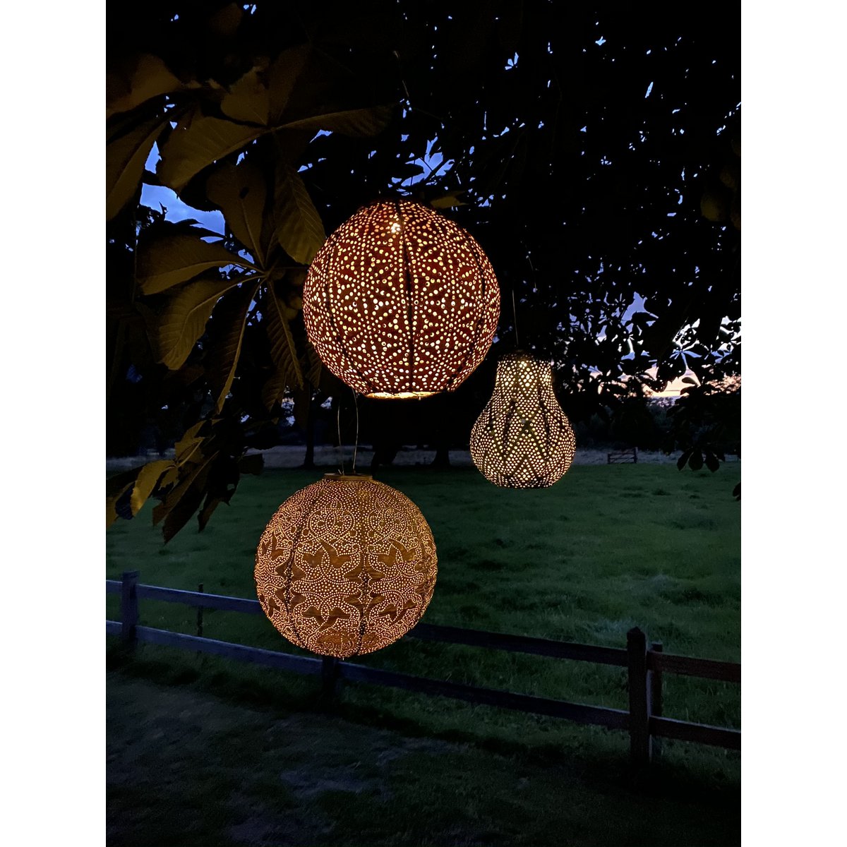 Solar Lampion Paisley Zylinder klein rosa