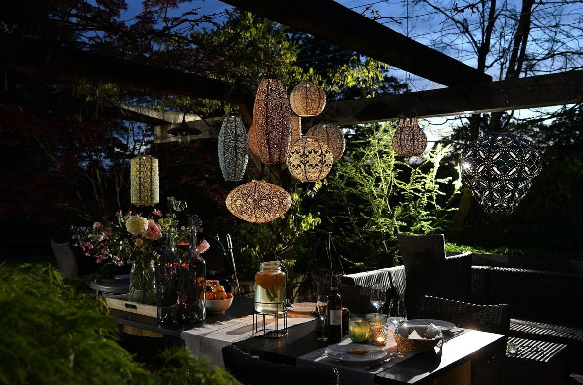 Solar Lampion Folia lang oval taupe