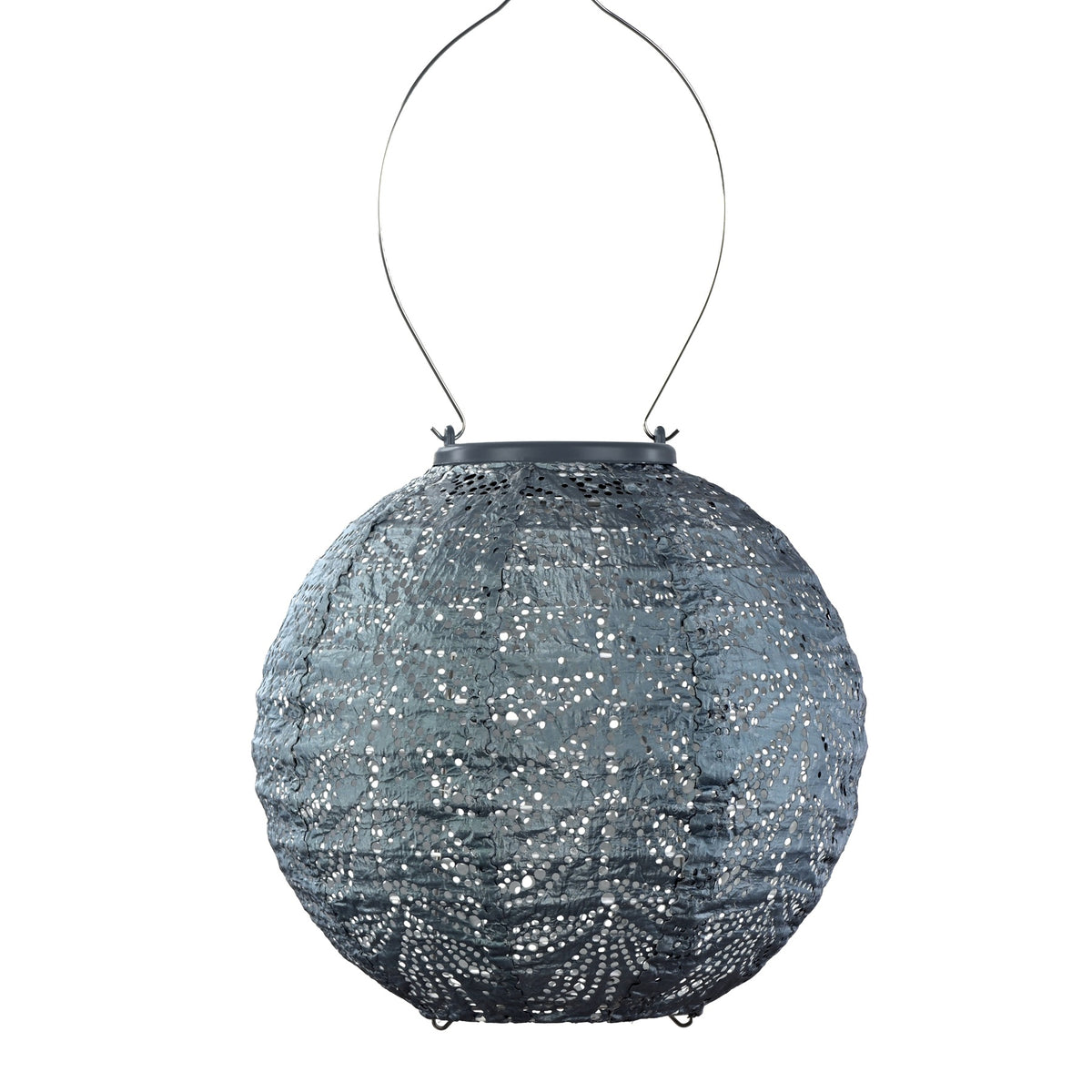 Solar Lampion Folia rund graublau