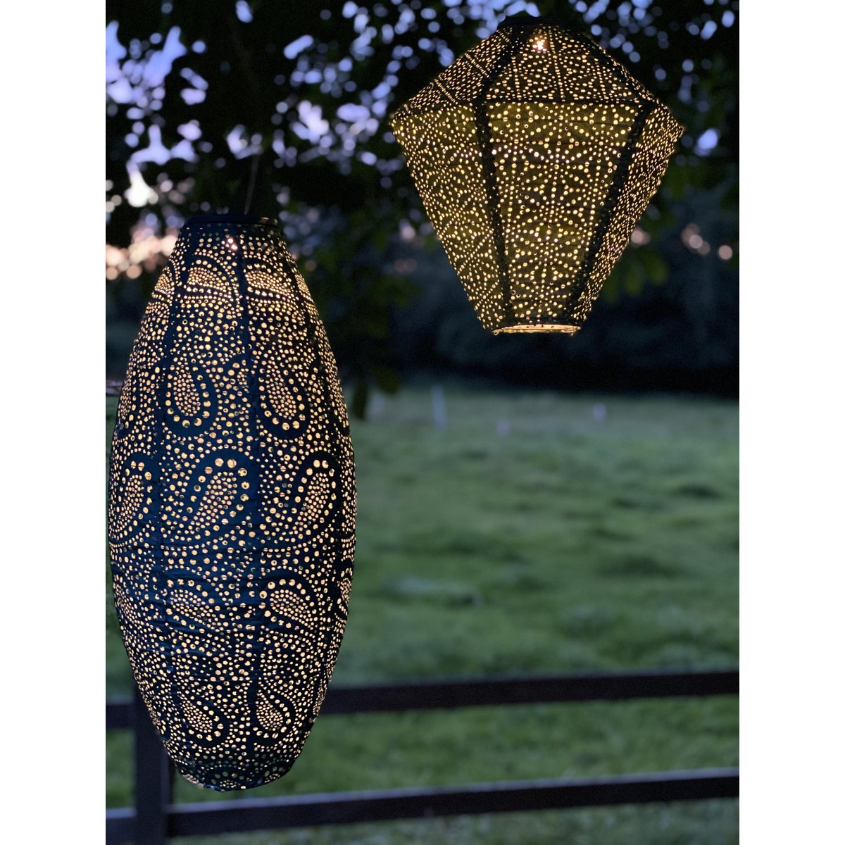 Solar Lampion Paisley lang oval gold