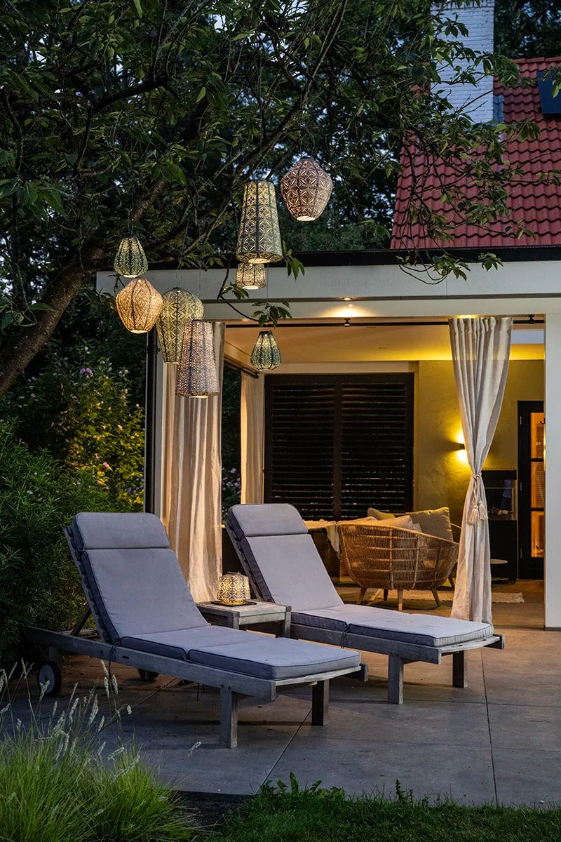 Solar Lampion Folia rund graublau