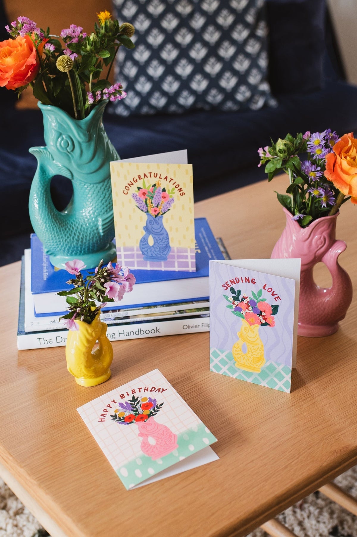 Postkarte Congratulations Gluckigluck blau
